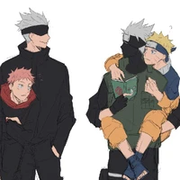kakashi y Naruto , gojo y itadori